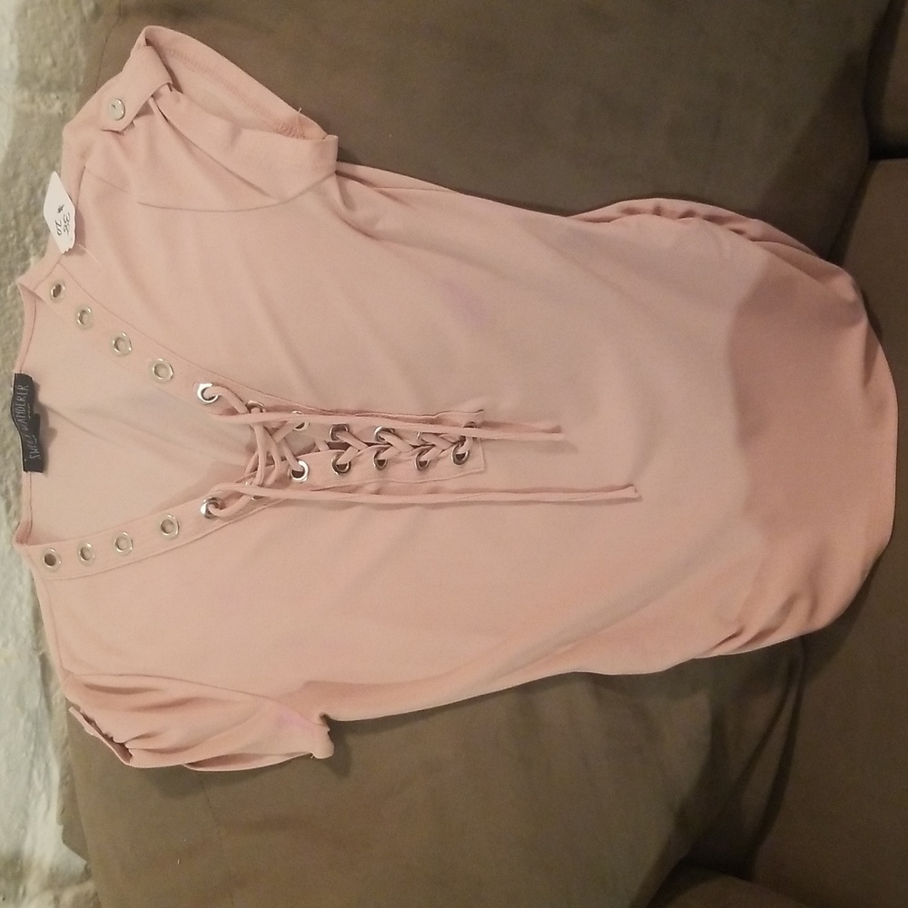Womans pink lace up top